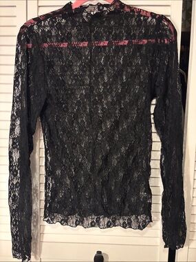 Sheer Black Lace Long Sleeve Top